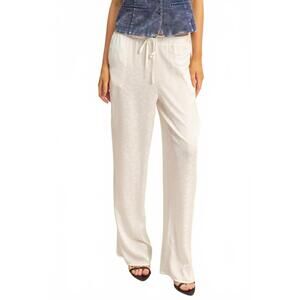 NEW GOLDEN domino leopard print wide-leg drawstring pants in white
